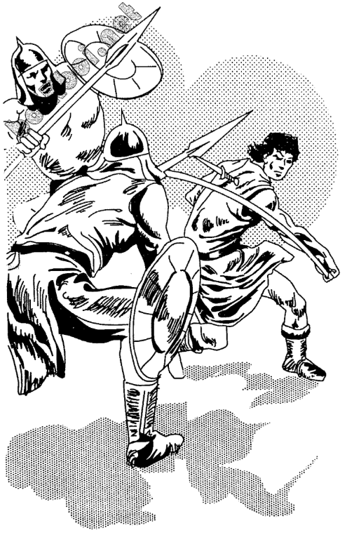 A black and white drawing of two men fighting  AI-generated content may be incorrect.