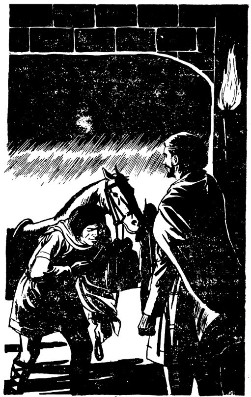 A black and white illustration of a person and a horse  AI-generated content may be incorrect.