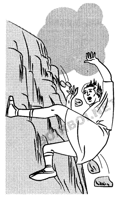 A cartoon of a person climbing a cliff  AI-generated content may be incorrect.