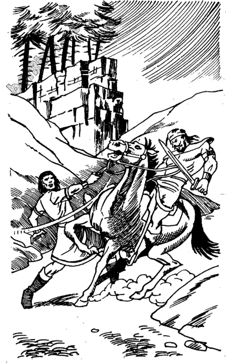A black and white drawing of a person riding a horse  AI-generated content may be incorrect.