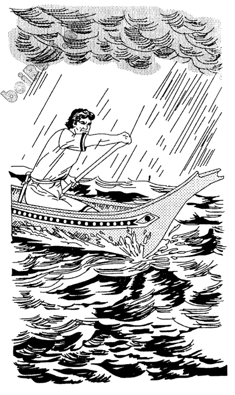A black and white drawing of a person in a boat  AI-generated content may be incorrect.